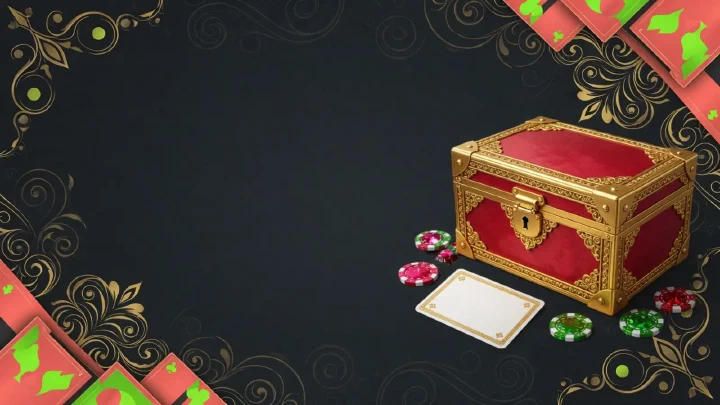 Goldene Casino-Elemente und Geschenk-Motiv auf dunklem Grund