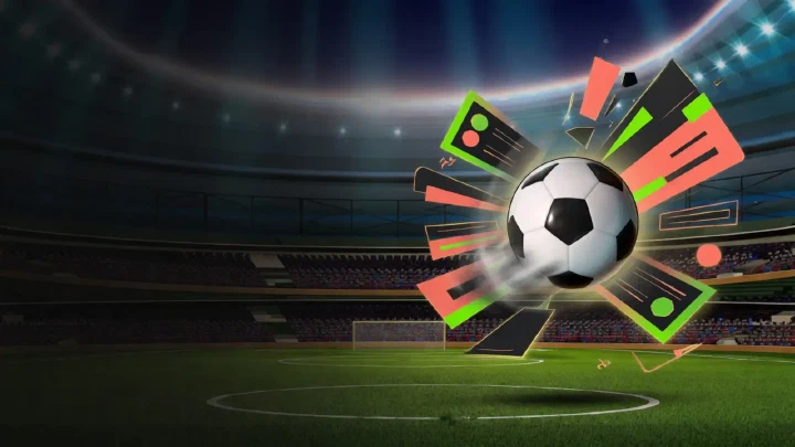 Sportliche Stadion-Illustration mit beleuchtetem Spielfeld